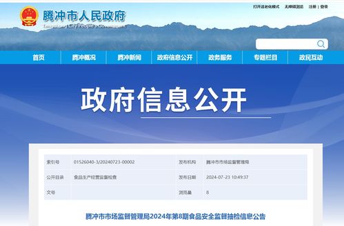 腾冲市市场监督管理局2024年第8期食品安全监督抽检信息公告及网络与信息安全在软件开发中的保障作用